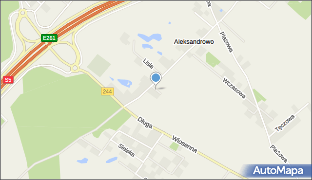 Aleksandrowo gmina Dobrcz, Podróżna, mapa Aleksandrowo gmina Dobrcz
