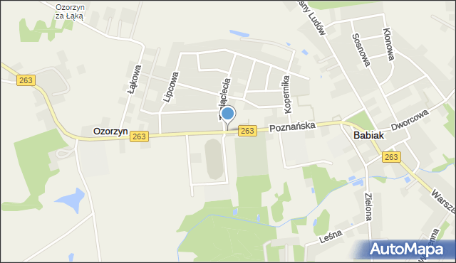 Babiak powiat kolski, Poznańska, mapa Babiak powiat kolski