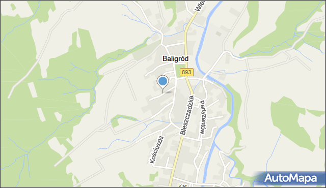 Baligród, Pola Wincentego, mapa Baligród