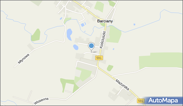 Barciany, Podfabryczna, mapa Barciany