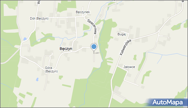 Bęczyn gmina Brzeźnica, Pod Lasem, mapa Bęczyn gmina Brzeźnica