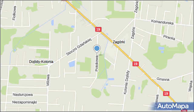 Białystok, Potokowa, mapa Białegostoku