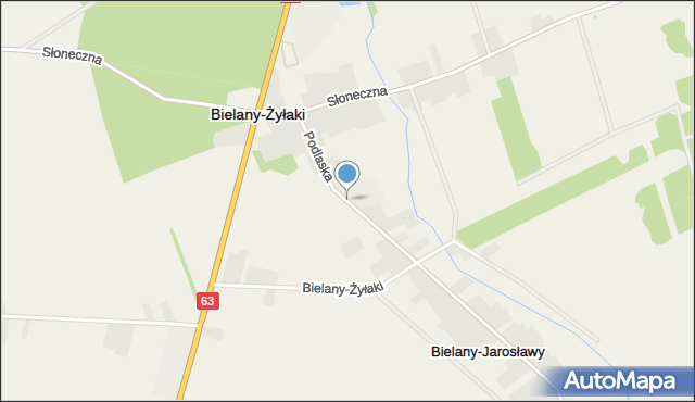 Bielany-Żyłaki, Podlaska, mapa Bielany-Żyłaki