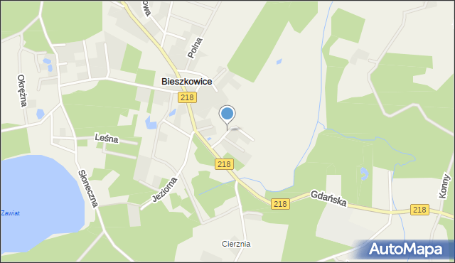 Bieszkowice, Podgórna, mapa Bieszkowice