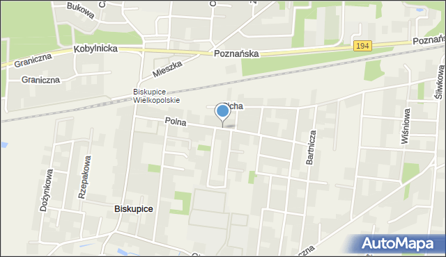 Biskupice gmina Pobiedziska, Polna, mapa Biskupice gmina Pobiedziska
