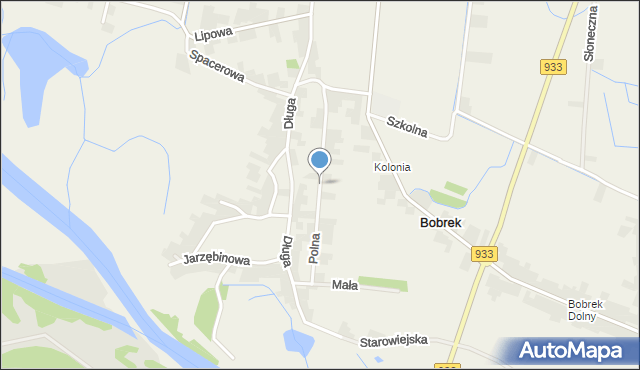 Bobrek gmina Chełmek, Polna, mapa Bobrek gmina Chełmek