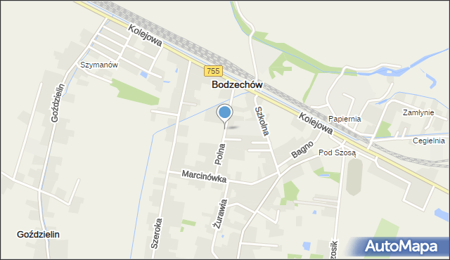 Bodzechów, Polna, mapa Bodzechów