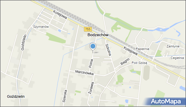 Bodzechów, Polna, mapa Bodzechów