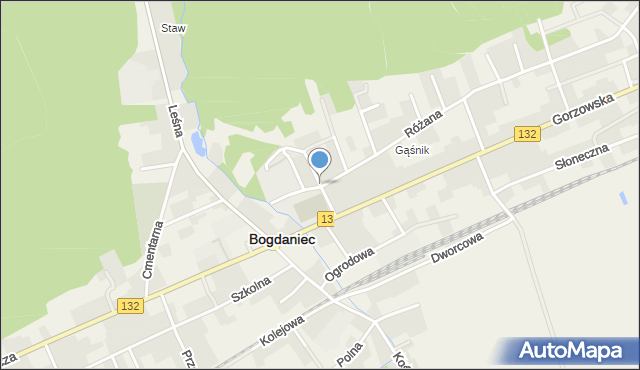 Bogdaniec powiat gorzowski, Pocztowa, mapa Bogdaniec powiat gorzowski