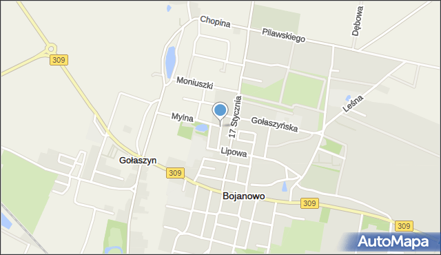 Bojanowo powiat rawicki, Półwiejska, mapa Bojanowo powiat rawicki