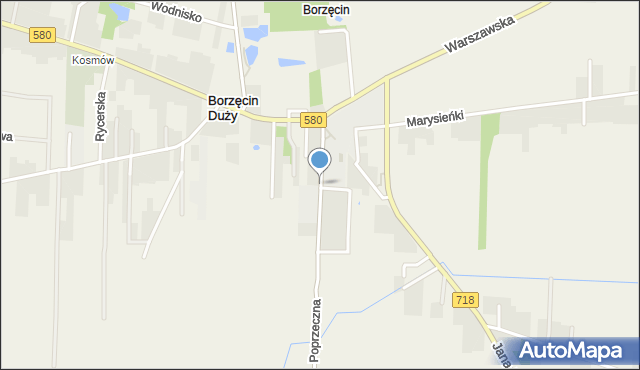 Borzęcin Duży, Poprzeczna, mapa Borzęcin Duży