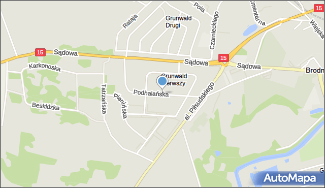 Brodnica, Podhalańska, mapa Brodnica