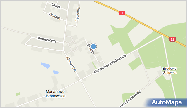 Brodowo gmina Środa Wielkopolska, Polna, mapa Brodowo gmina Środa Wielkopolska