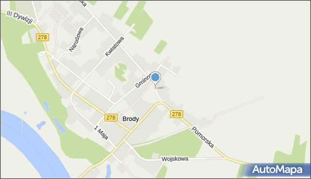 Brody gmina Sulechów, Pomorska, mapa Brody gmina Sulechów