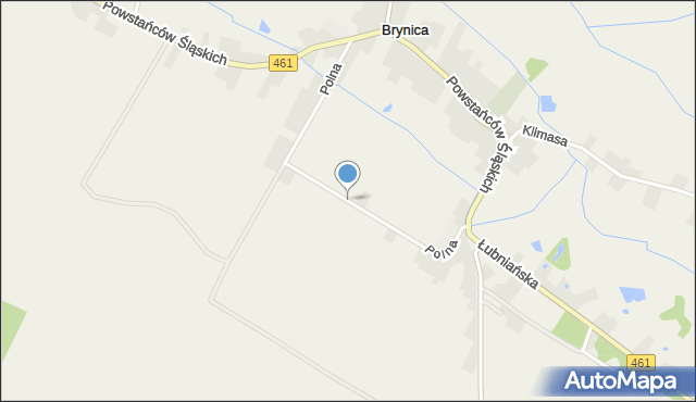 Brynica gmina Łubniany, Polna, mapa Brynica gmina Łubniany