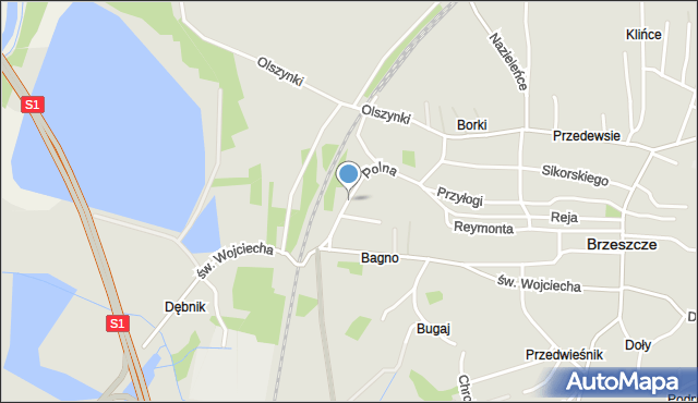 Brzeszcze, Polna, mapa Brzeszcze