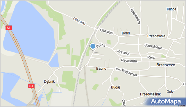 Brzeszcze, Polna, mapa Brzeszcze