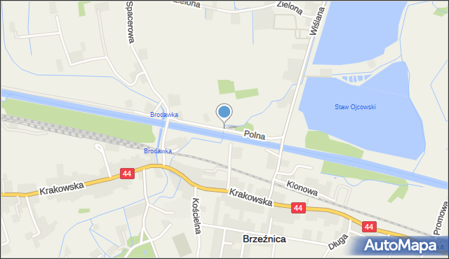 Brzeźnica powiat wadowicki, Polna, mapa Brzeźnica powiat wadowicki