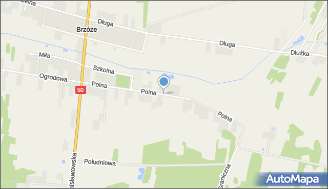 Brzóze, Polna, mapa Brzóze