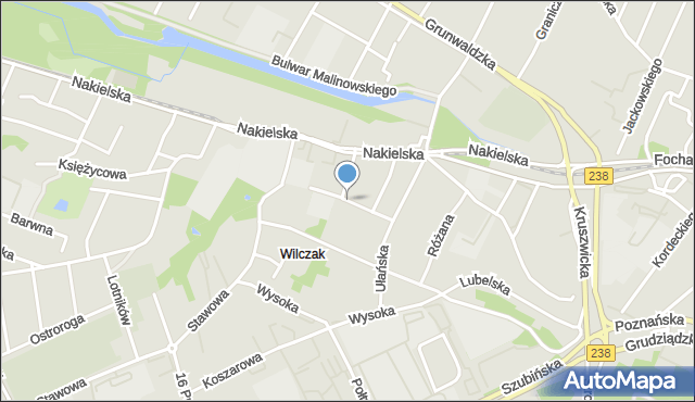 Bydgoszcz, Pola Wincentego, mapa Bydgoszczy