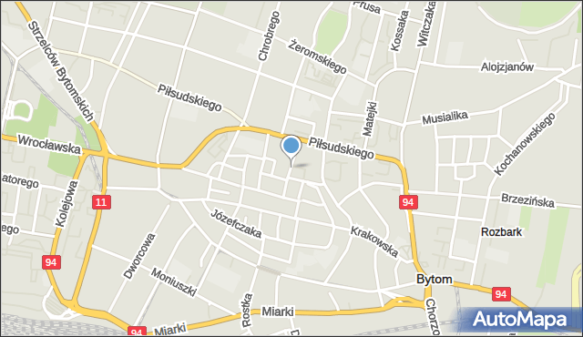 Bytom, Podgórna, mapa Bytomia
