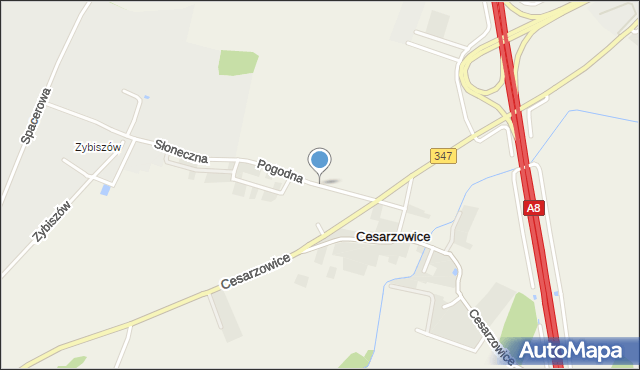 Cesarzowice gmina Kąty Wrocławskie, Pogodna, mapa Cesarzowice gmina Kąty Wrocławskie