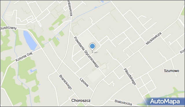 Choroszcz, Powstania Styczniowego, mapa Choroszcz