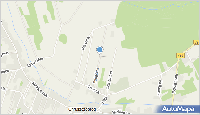 Chruszczobród, Podgórna, mapa Chruszczobród