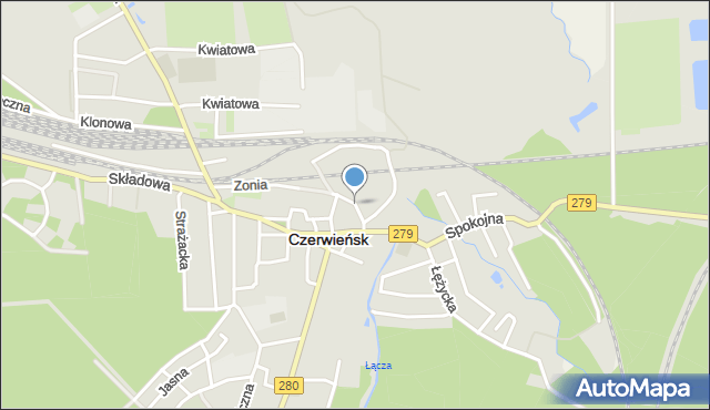 Czerwieńsk, Polna, mapa Czerwieńsk