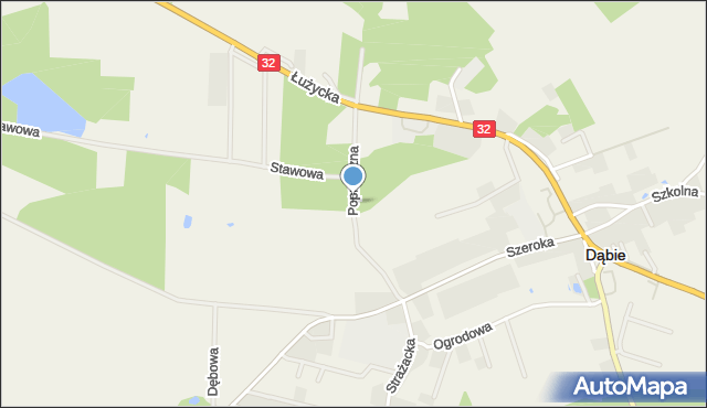 Dąbie powiat krośnieński, Poprzeczna, mapa Dąbie powiat krośnieński