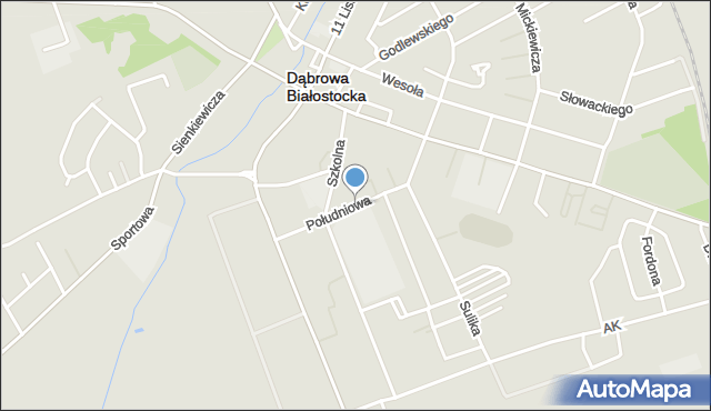 Dąbrowa Białostocka, Południowa, mapa Dąbrowa Białostocka