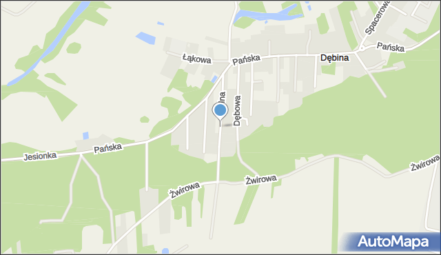 Dębina gmina Czosnów, Polna, mapa Dębina gmina Czosnów