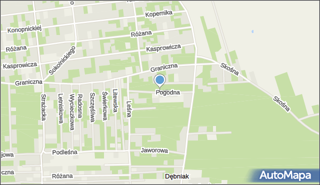 Dębniak gmina Zgierz, Pogodna, mapa Dębniak gmina Zgierz