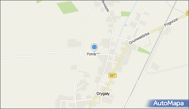 Drygały, Polna, mapa Drygały