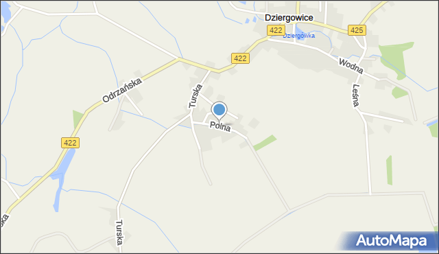 Dziergowice, Polna, mapa Dziergowice