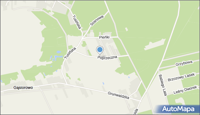 Gąsiorowo gmina Serock, Poprzeczna, mapa Gąsiorowo gmina Serock