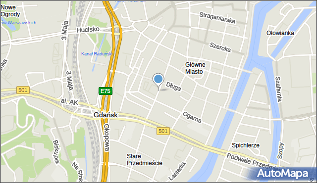 Gdańsk, Pocztowa, mapa Gdańska