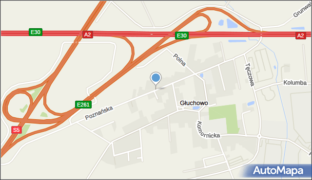 Głuchowo gmina Komorniki, Poznańska, mapa Głuchowo gmina Komorniki