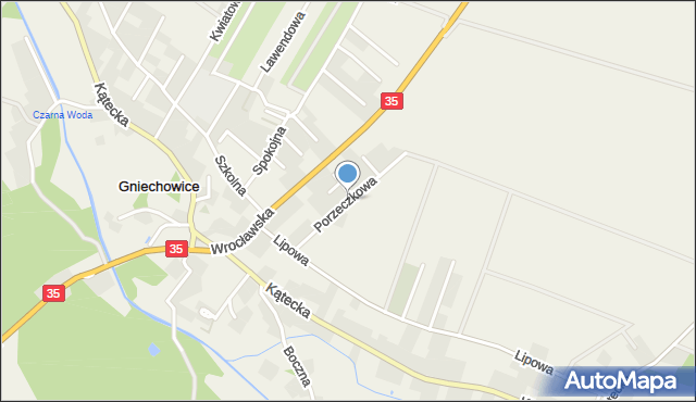 Gniechowice, Porzeczkowa, mapa Gniechowice