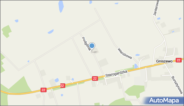 Gniszewo, Podgórna, mapa Gniszewo