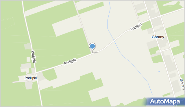 Górany gmina Krynki, Podlipki, mapa Górany gmina Krynki