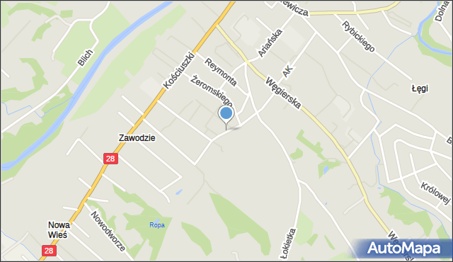 Gorlice, Pod Lodownią, mapa Gorlic