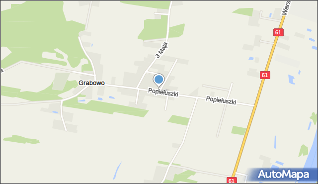 Grabowo gmina Olszewo-Borki, Popiełuszki Jerzego, bł. ks., mapa Grabowo gmina Olszewo-Borki