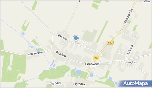 Grębków, Północna, mapa Grębków