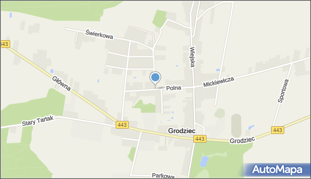 Grodziec powiat koniński, Polna, mapa Grodziec powiat koniński