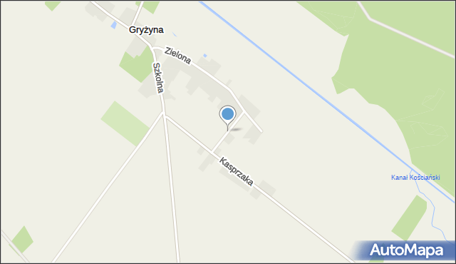 Gryżyna gmina Kościan, Podgórna, mapa Gryżyna gmina Kościan