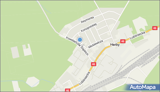 Herby, Powstańców Śląskich, mapa Herby