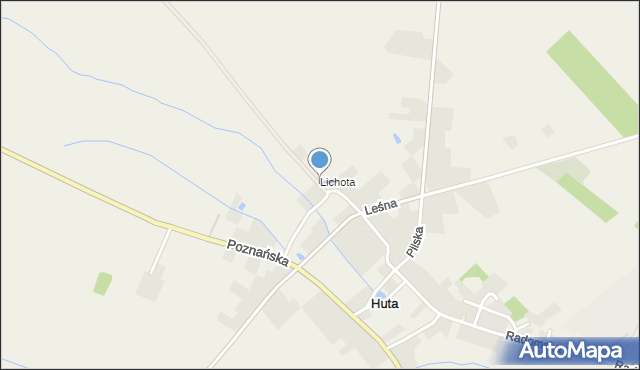 Huta gmina Czarnków, Polna, mapa Huta gmina Czarnków