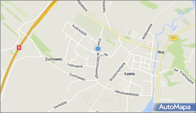 Iłża, Powstania Styczniowego, mapa Iłża