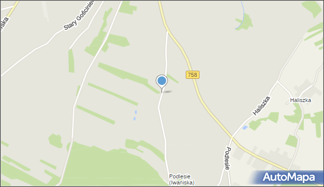 Iwaniska, Podlesie, mapa Iwaniska